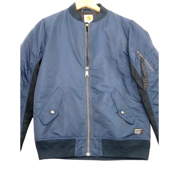 Carhartt Mens Navy Bomber Jacket With Zipper & Pocket Details - Picture 1 of 16